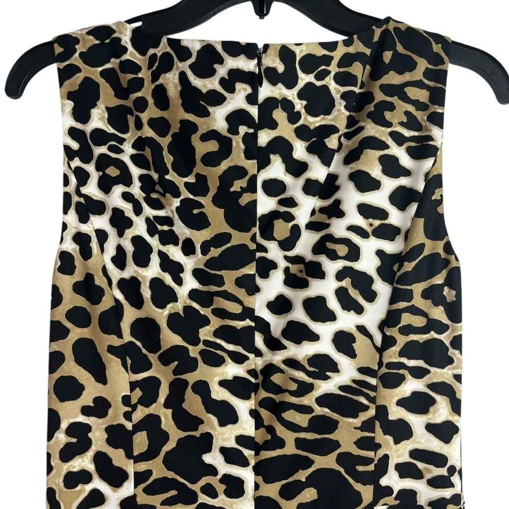 Cache Womens Bodycon Lined Dress Animal Print Stretch Tired Mock Wrap 4 New - Picture 3 of 12